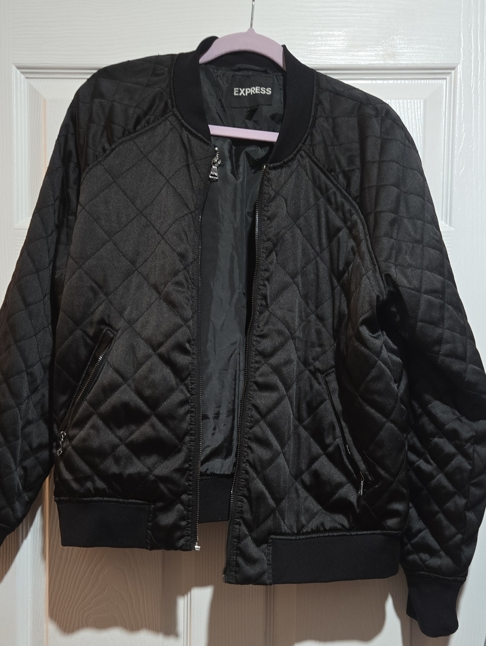 Express Quilted Bomber Jacket - Black